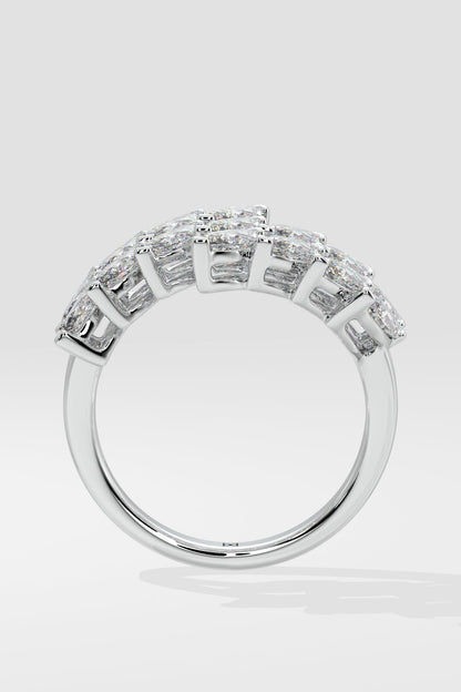 0.25 CT Marquise Cut Lab Grown Diamond Triple Band Modern Cocktail Statement Ring