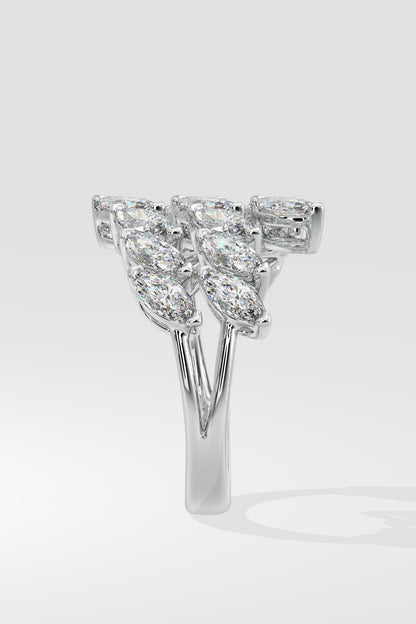 0.25 CT Marquise Cut Lab Grown Diamond Triple Band Modern Cocktail Statement Ring