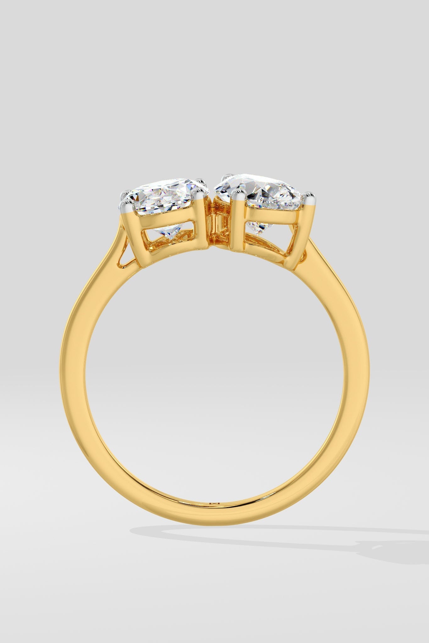 1.0 CT Pear & Oval Mixed Cut Lab Grown Diamond 4 & 3 Prong Set Solitaire Diamond Ring