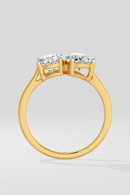1.0 CT Pear & Oval Mixed Cut Lab Grown Diamond 4 & 3 Prong Set Solitaire Diamond Ring