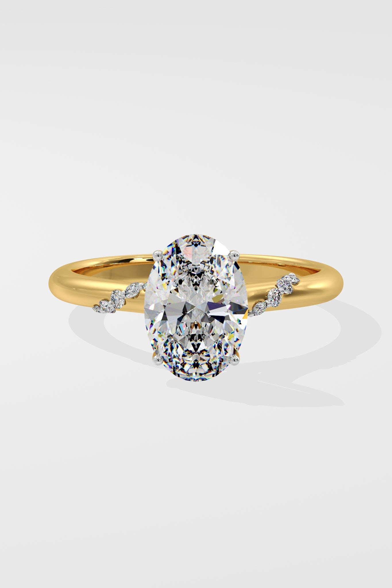 1.5 CT Oval Cut Lab Grown Diamond 4 Prong Set Simple Band Solitaire Diamond Ring