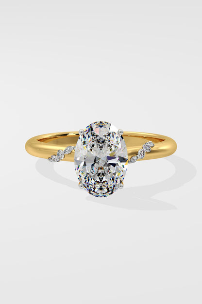 1.5 CT Oval Cut Lab Grown Diamond 4 Prong Set Simple Band Solitaire Diamond Ring