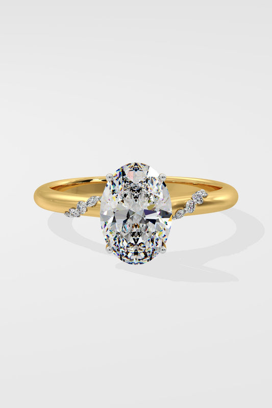 1.5 CT Oval Cut Lab Grown Diamond 4 Prong Set Simple Band Solitaire Diamond Ring