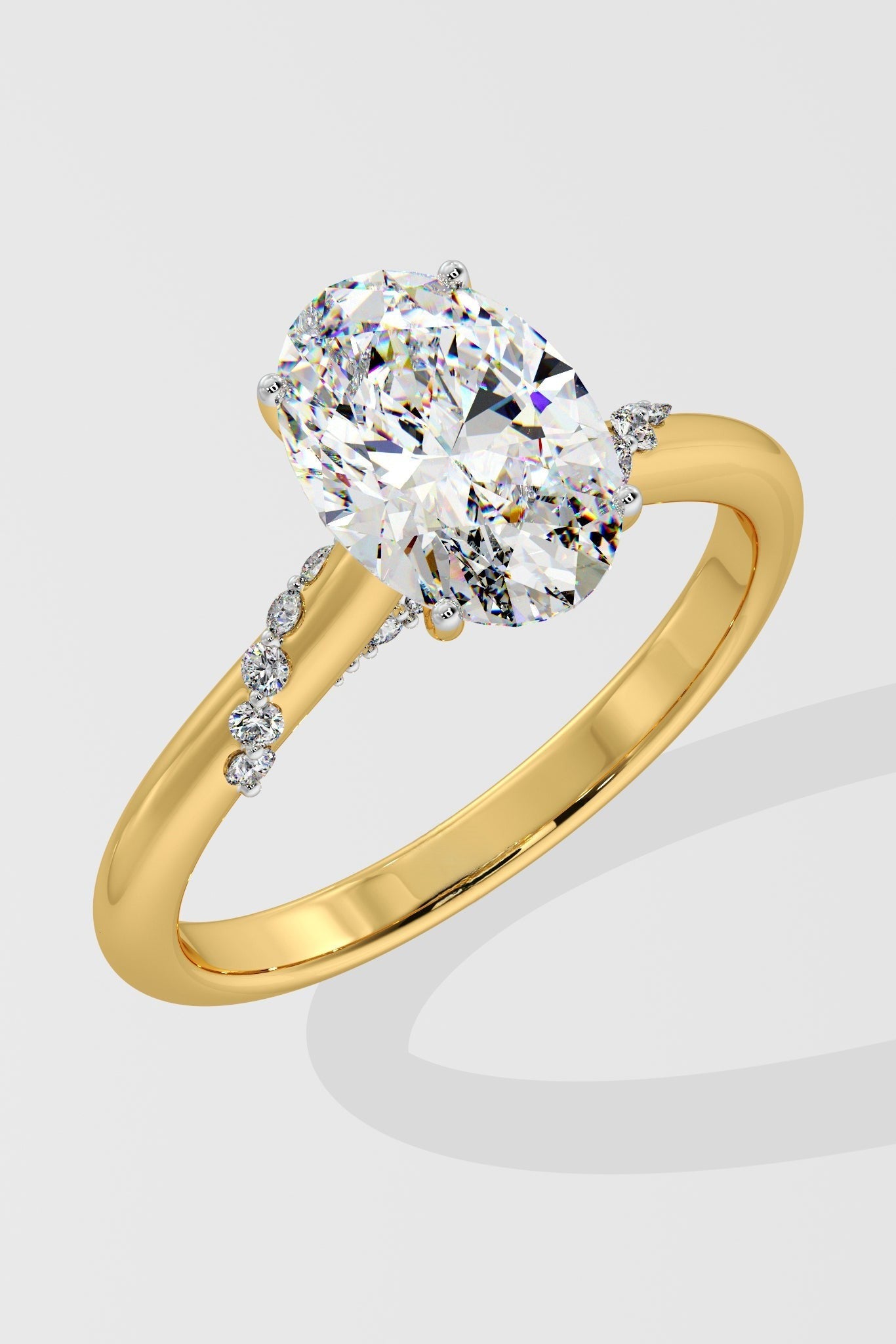 1.5 CT Oval Cut Lab Grown Diamond 4 Prong Set Simple Band Solitaire Diamond Ring
