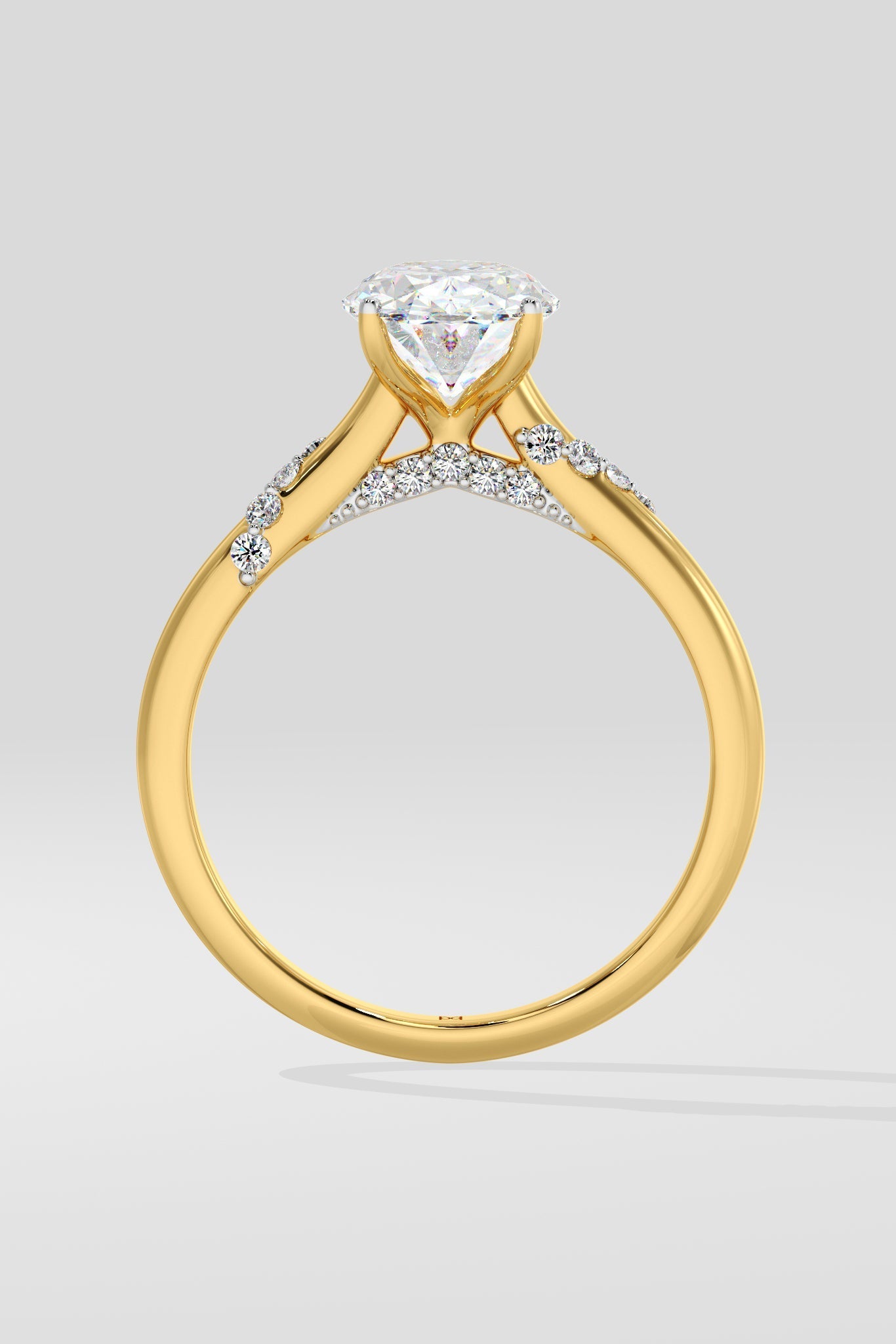 1.5 CT Oval Cut Lab Grown Diamond 4 Prong Set Simple Band Solitaire Diamond Ring