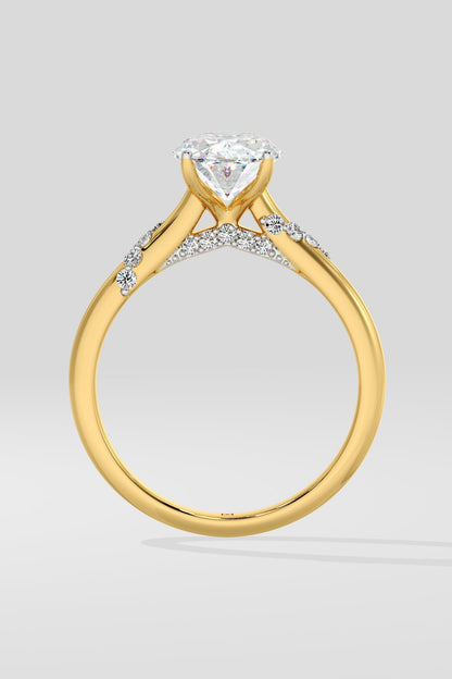 1.5 CT Oval Cut Lab Grown Diamond 4 Prong Set Simple Band Solitaire Diamond Ring