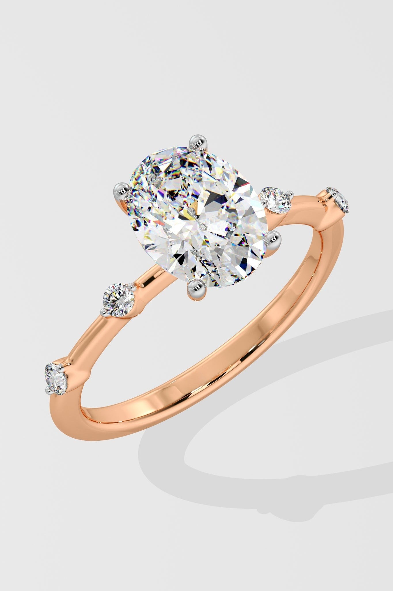 1 CT Oval Cut Lab Grown Diamond 4 Prong Set Solitaire Diamond Ring