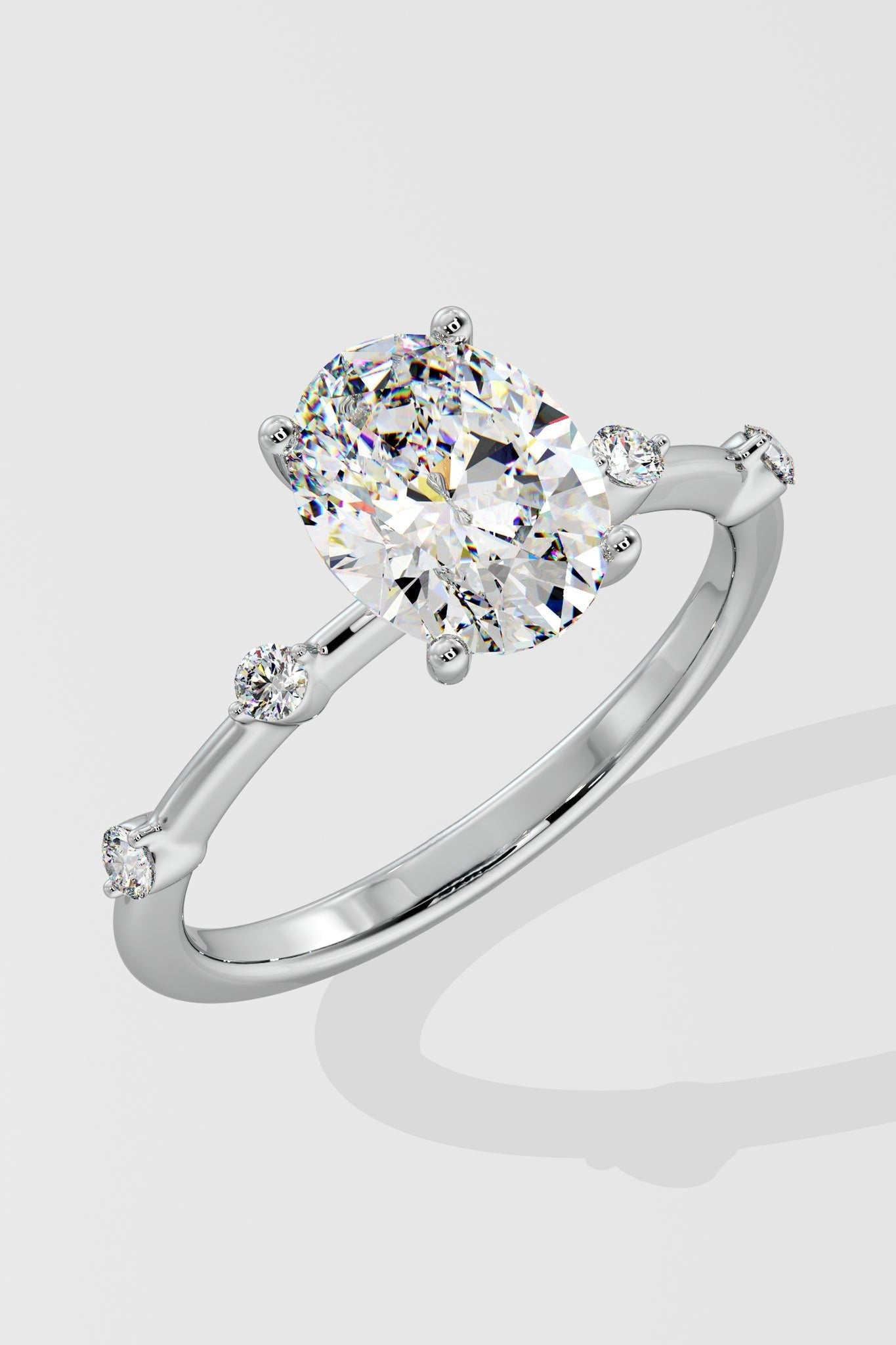 1 CT Oval Cut Lab Grown Diamond 4 Prong Set Solitaire Diamond Ring