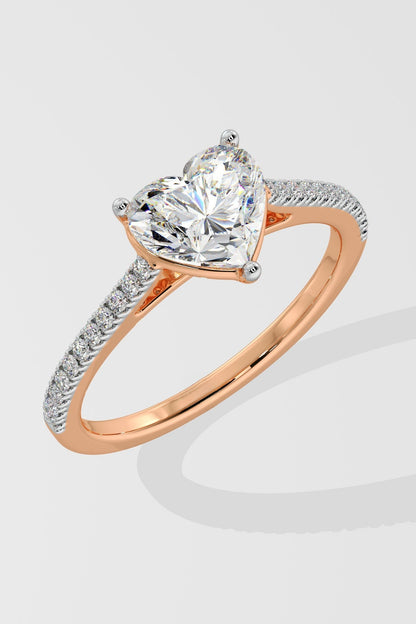 Elegant 2 CT Heart-Cut Lab-Grown Diamond 3-Prong Solitaire Promise Ring