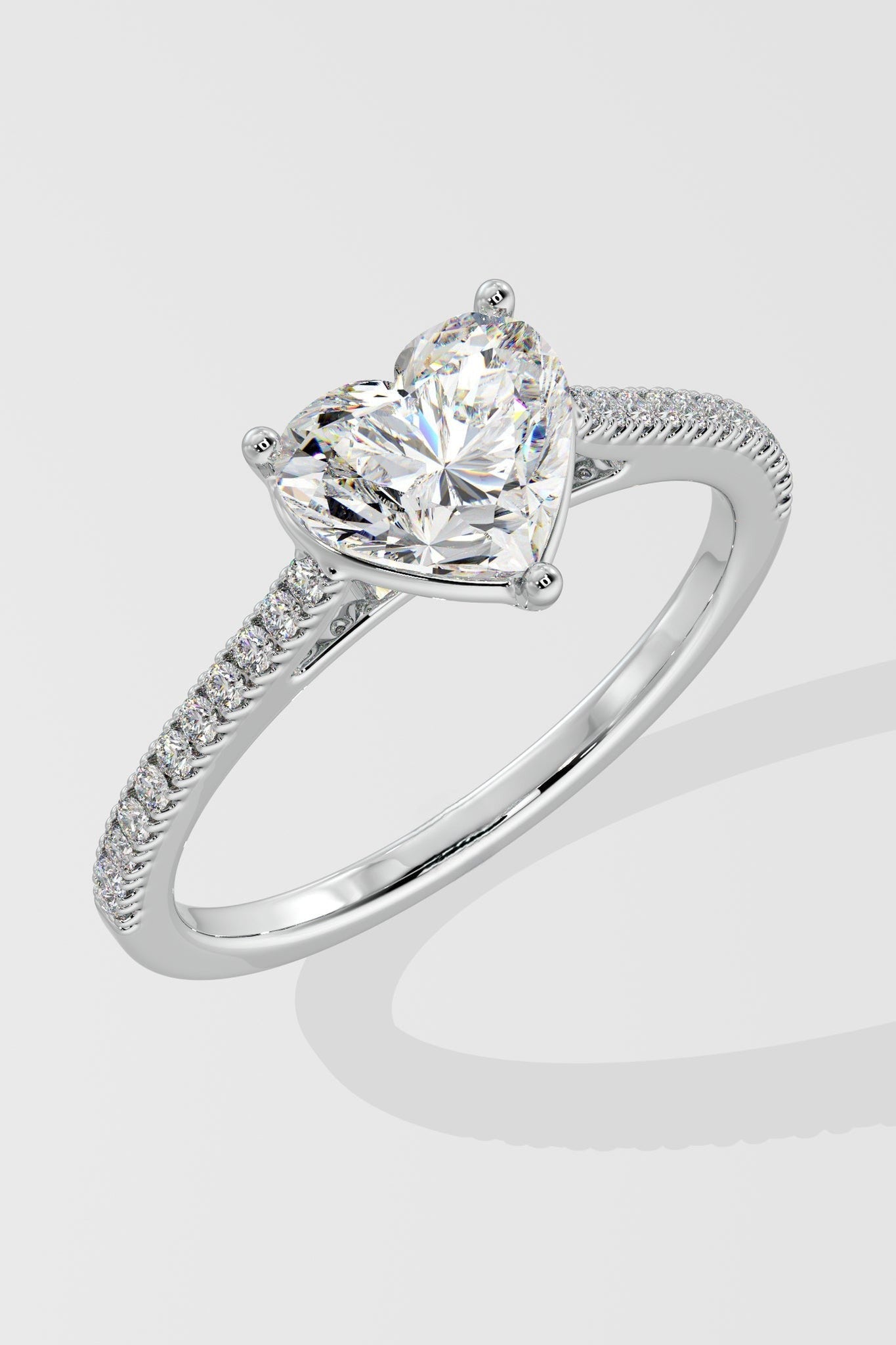 Elegant 2 CT Heart-Cut Lab-Grown Diamond 3-Prong Solitaire Promise Ring