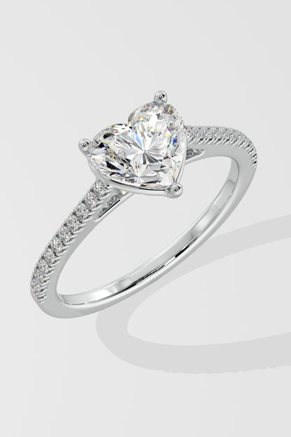 Elegant 2 CT Heart-Cut Lab-Grown Diamond 3-Prong Solitaire Promise Ring