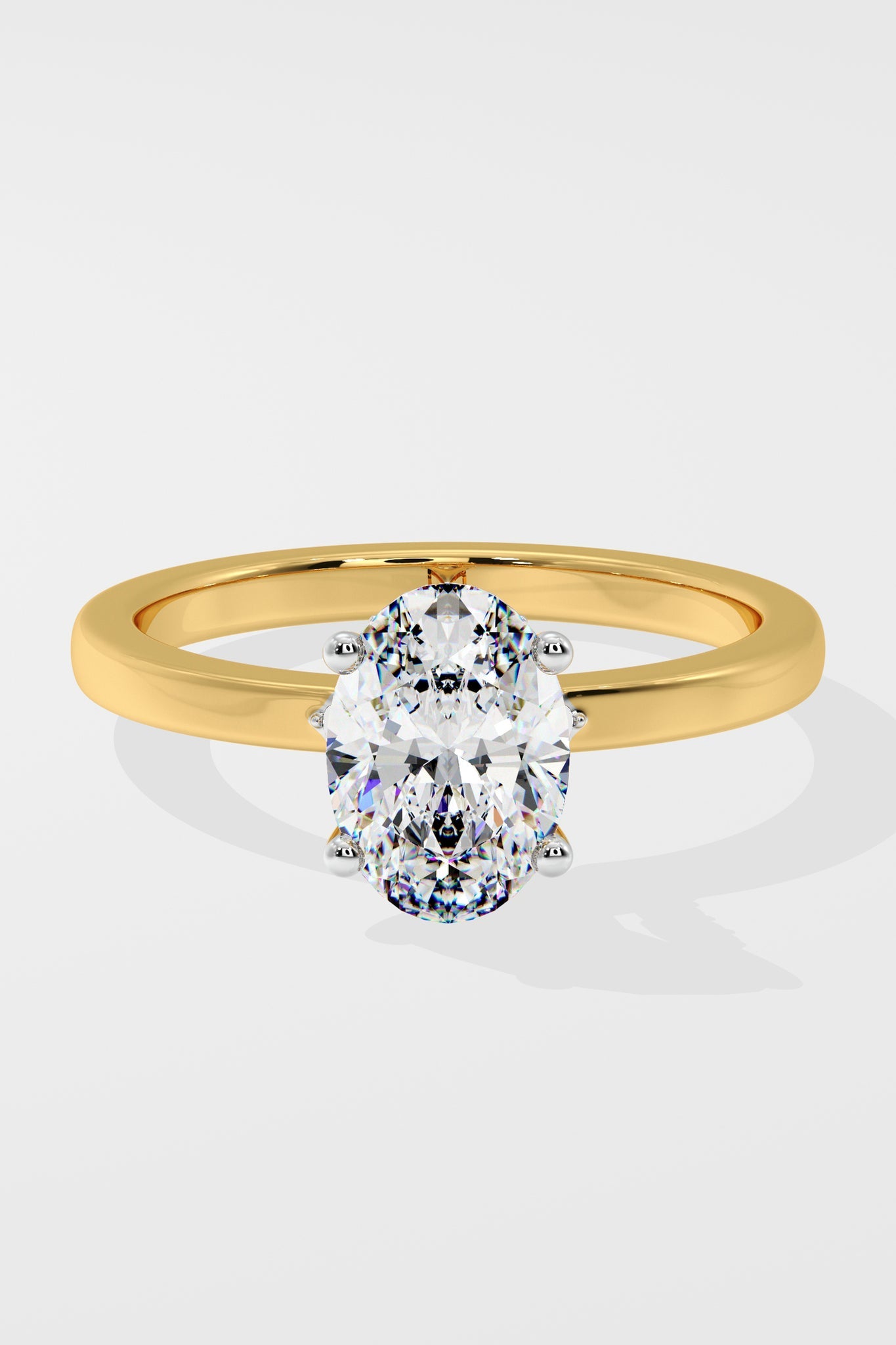 1.5 CT Oval Cut Lab Grown Diamond 4 Prong Set Solitaire Diamond Ring