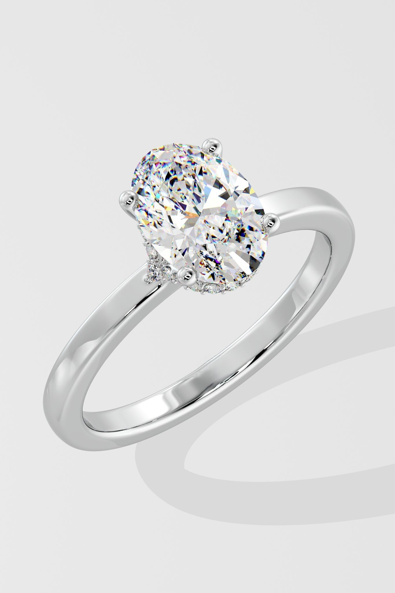 1.5 CT Oval Cut Lab Grown Diamond 4 Prong Set Solitaire Diamond Ring