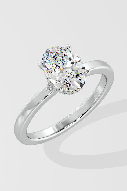 1.5 CT Oval Cut Lab Grown Diamond 4 Prong Set Solitaire Diamond Ring