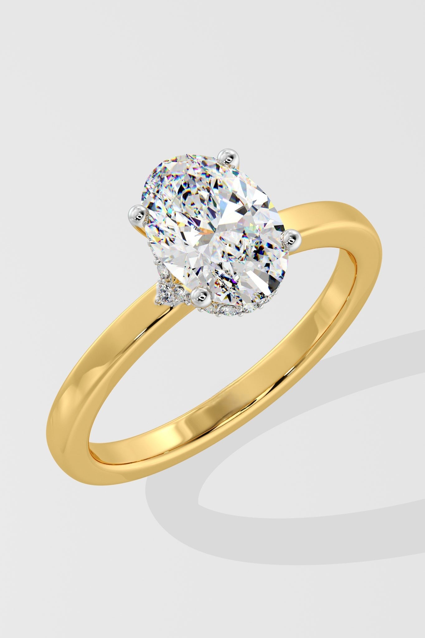 1.5 CT Oval Cut Lab Grown Diamond 4 Prong Set Solitaire Diamond Ring