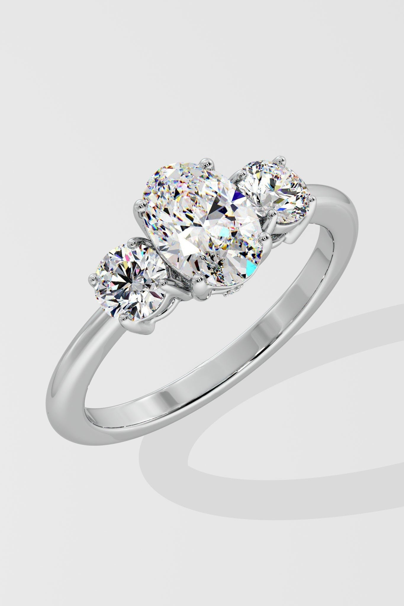 1.5 CT Oval Cut Lab Grown Diamond 4 Prong Set Solitaire Diamond Ring