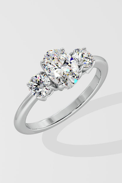1.5 CT Oval Cut Lab Grown Diamond 4 Prong Set Solitaire Diamond Ring