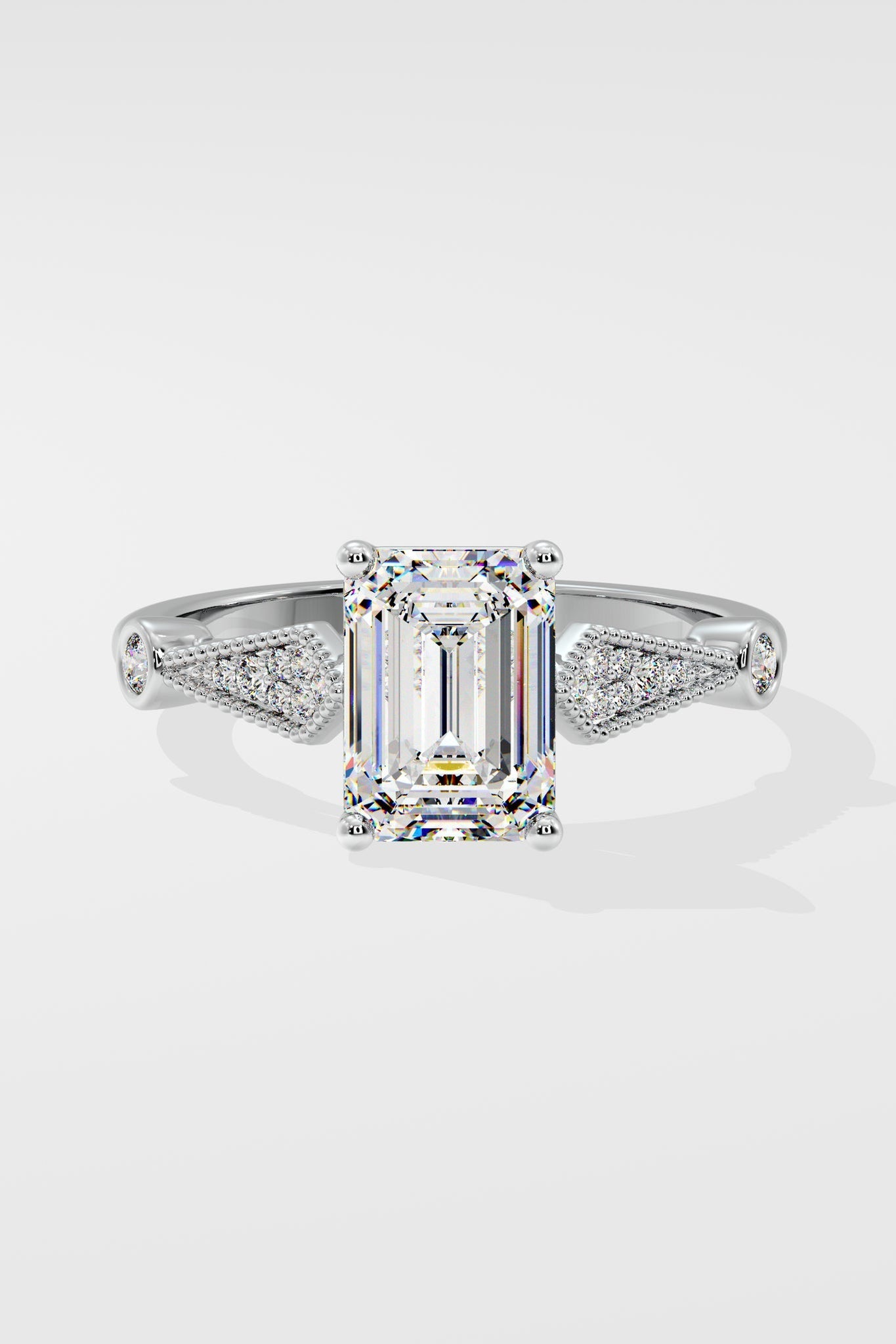 Exquisite 1.5 CT Emerald-Cut Lab-Grown Diamond 4-Prong Solitaire Ring