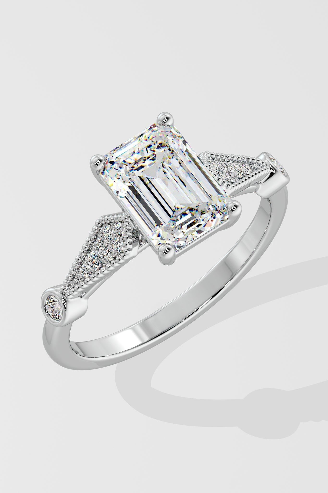 Exquisite 1.5 CT Emerald-Cut Lab-Grown Diamond 4-Prong Solitaire Ring