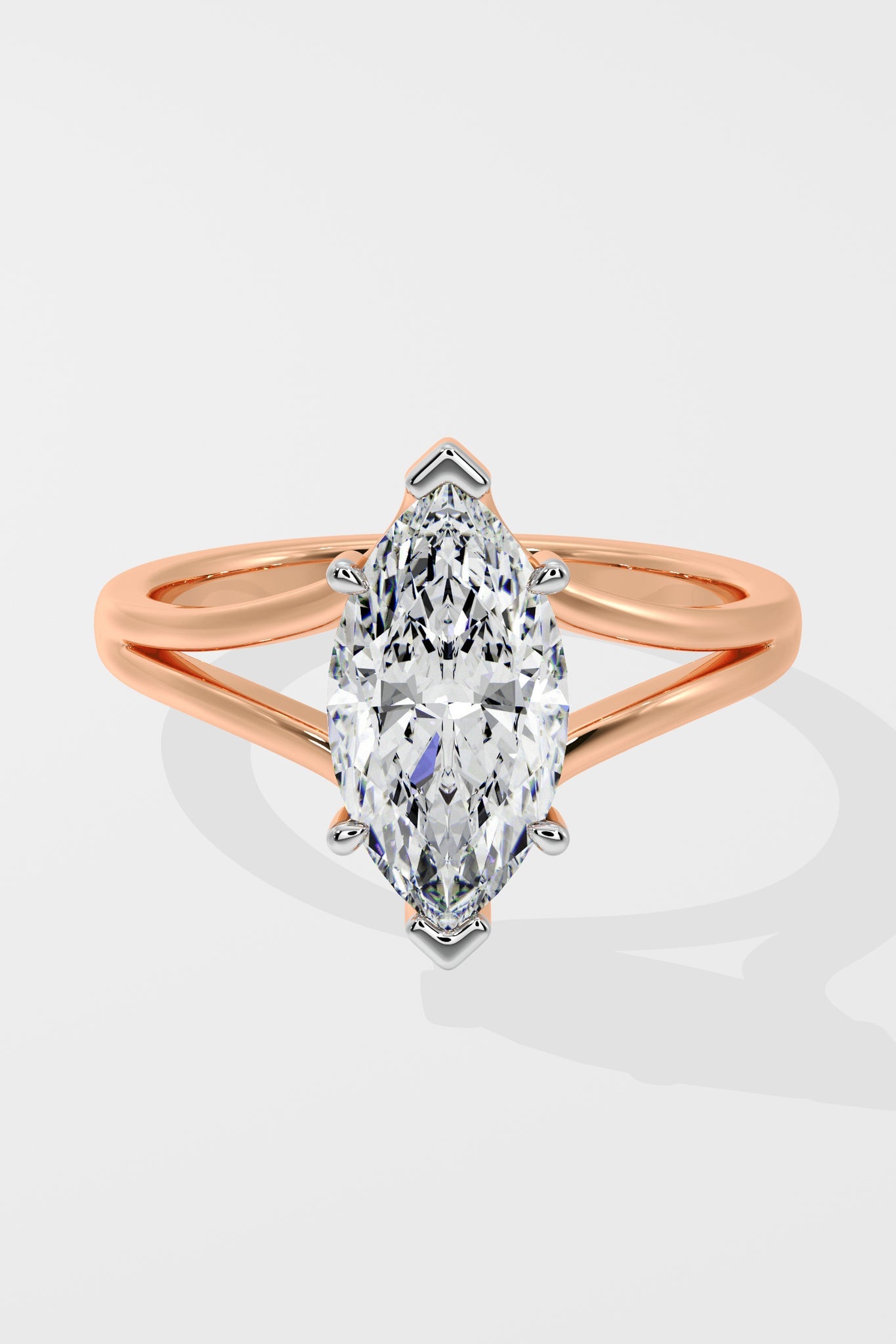 Elegant 2 CT Marquise-Cut Lab-Grown Diamond 4-Prong Dual-Band Solitaire Ring