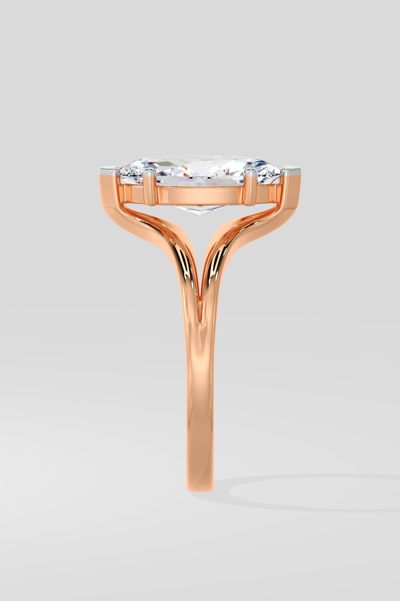 Elegant 2 CT Marquise-Cut Lab-Grown Diamond 4-Prong Dual-Band Solitaire Ring