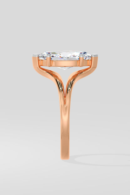 Elegant 2 CT Marquise-Cut Lab-Grown Diamond 4-Prong Dual-Band Solitaire Ring