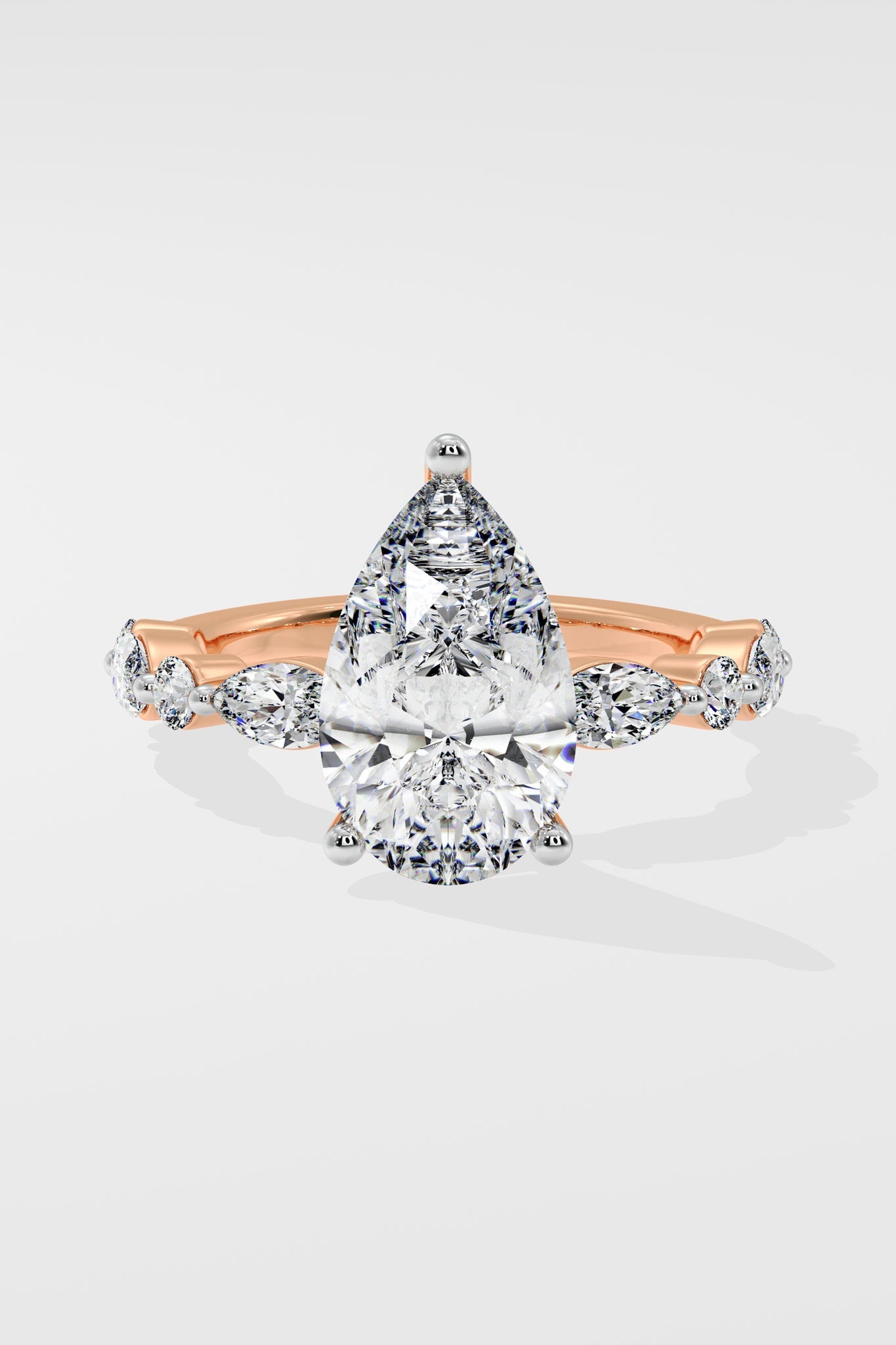 2 CT Pear Cut Lab Grown Diamond 3 Prong Set Solitaire Diamond Ring