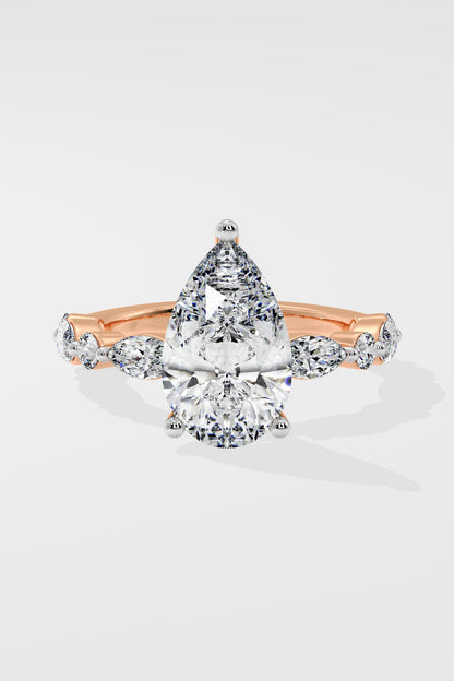 2 CT Pear Cut Lab Grown Diamond 3 Prong Set Solitaire Diamond Ring