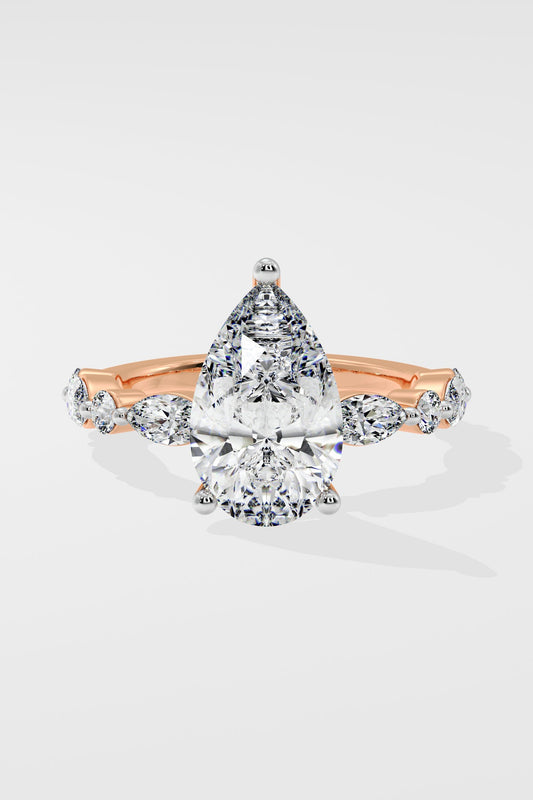 2 CT Pear Cut Lab Grown Diamond 3 Prong Set Solitaire Diamond Ring