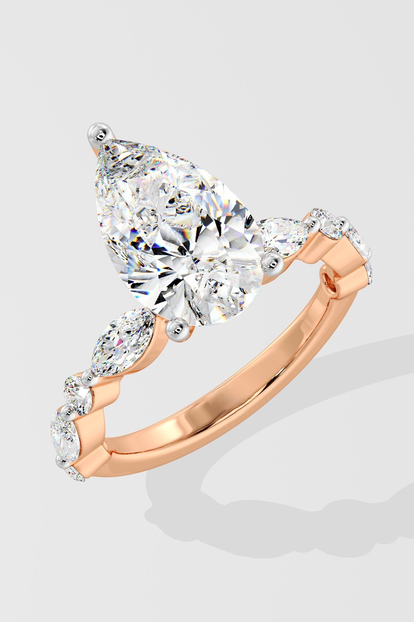 2 CT Pear Cut Lab Grown Diamond 3 Prong Set Solitaire Diamond Ring