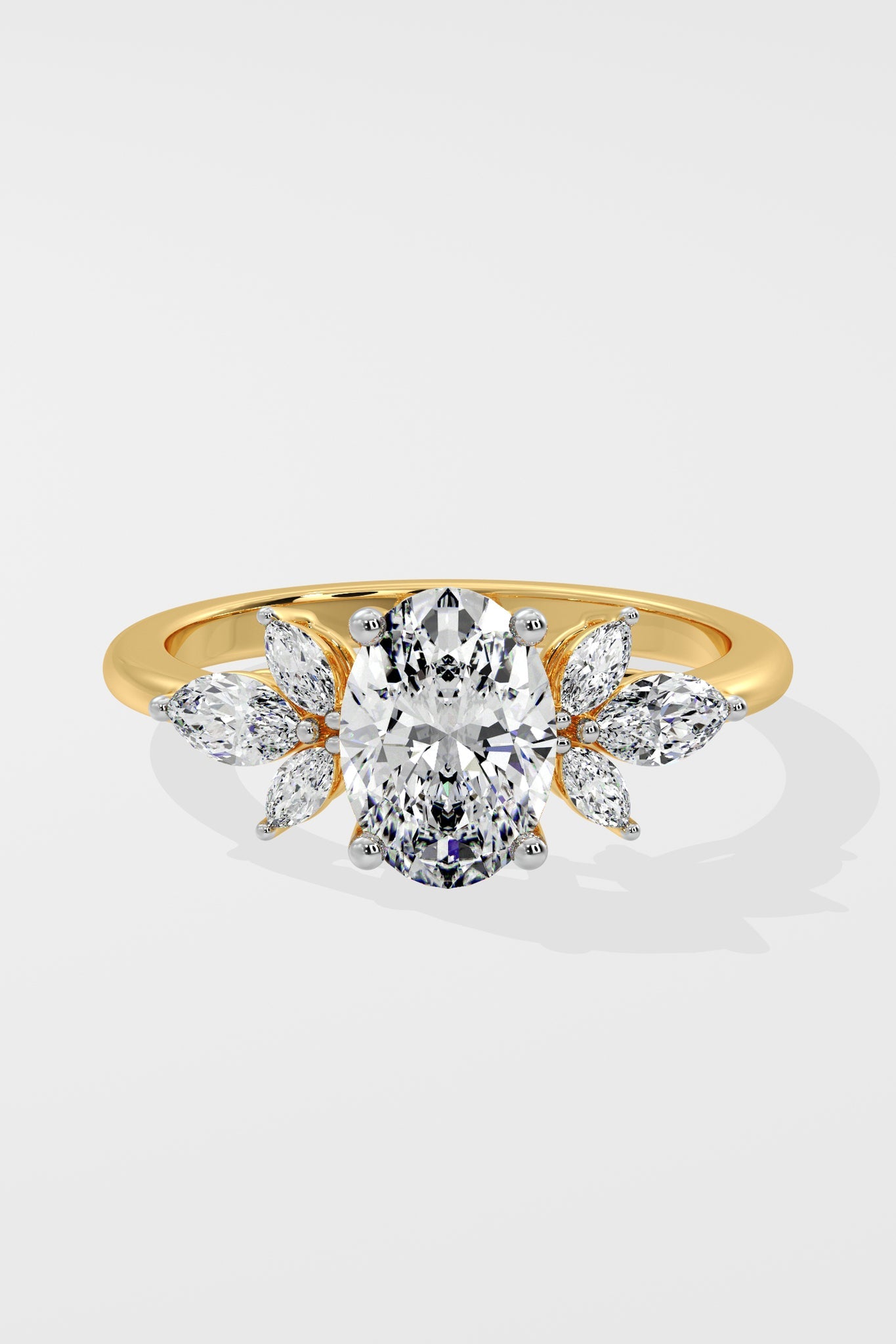 1.5 CT Oval Cut Lab Grown Diamond 4 Prong Pave Diamond Set Solitaire Ring