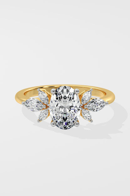 1.5 CT Oval Cut Lab Grown Diamond 4 Prong Pave Diamond Set Solitaire Ring