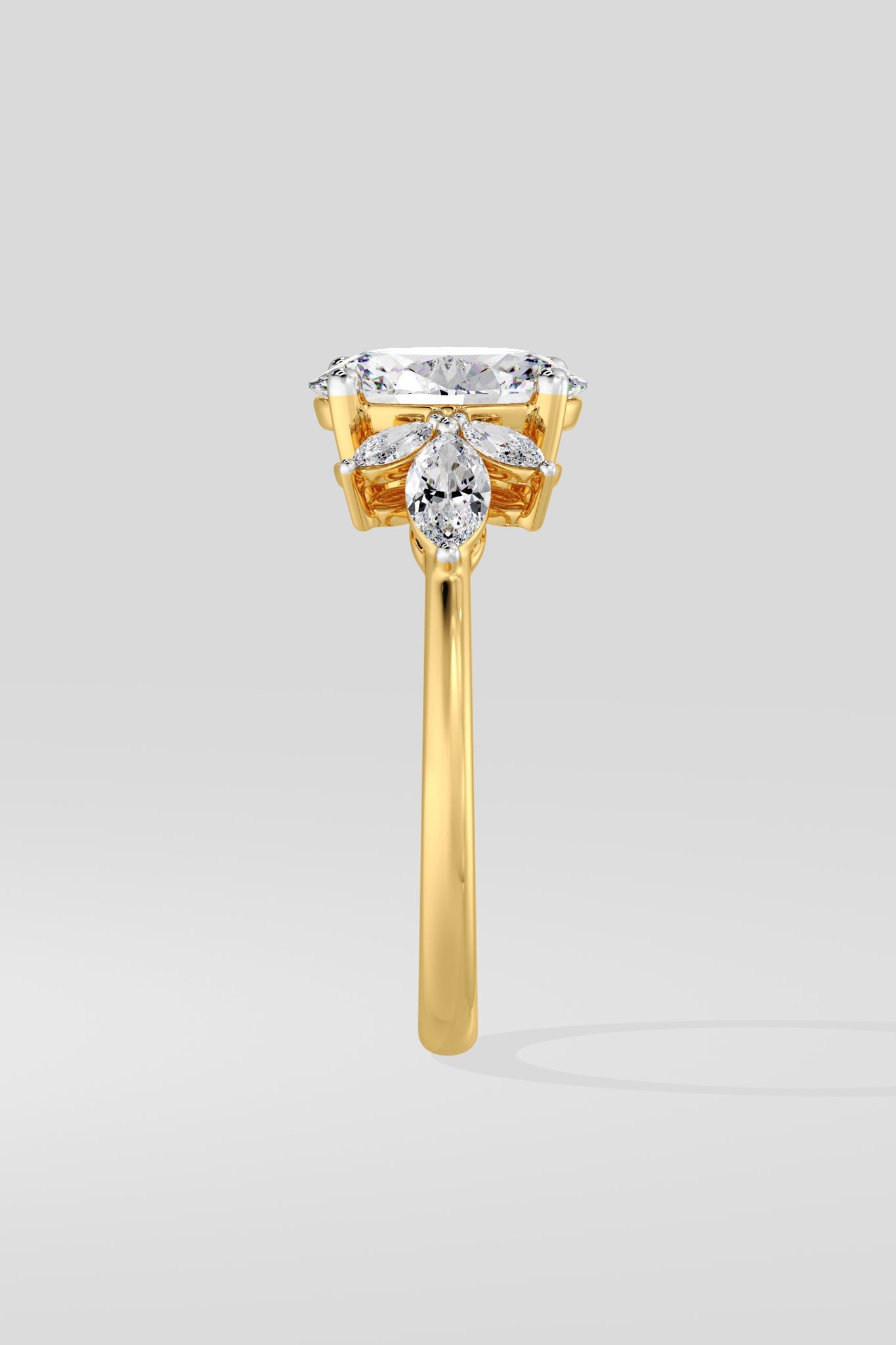 1.5 CT Oval Cut Lab Grown Diamond 4 Prong Pave Diamond Set Solitaire Ring