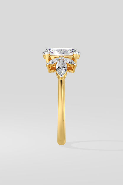 1.5 CT Oval Cut Lab Grown Diamond 4 Prong Pave Diamond Set Solitaire Ring