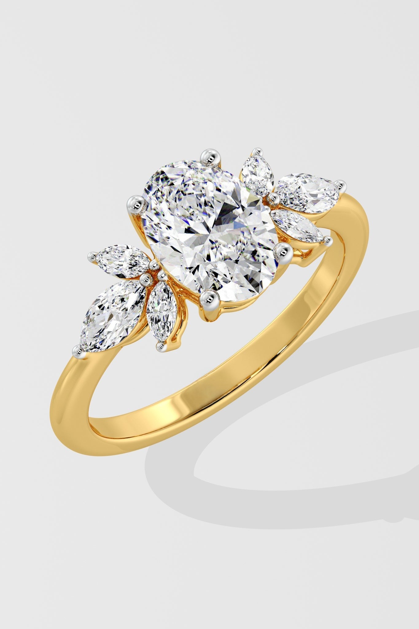1.5 CT Oval Cut Lab Grown Diamond 4 Prong Pave Diamond Set Solitaire Ring