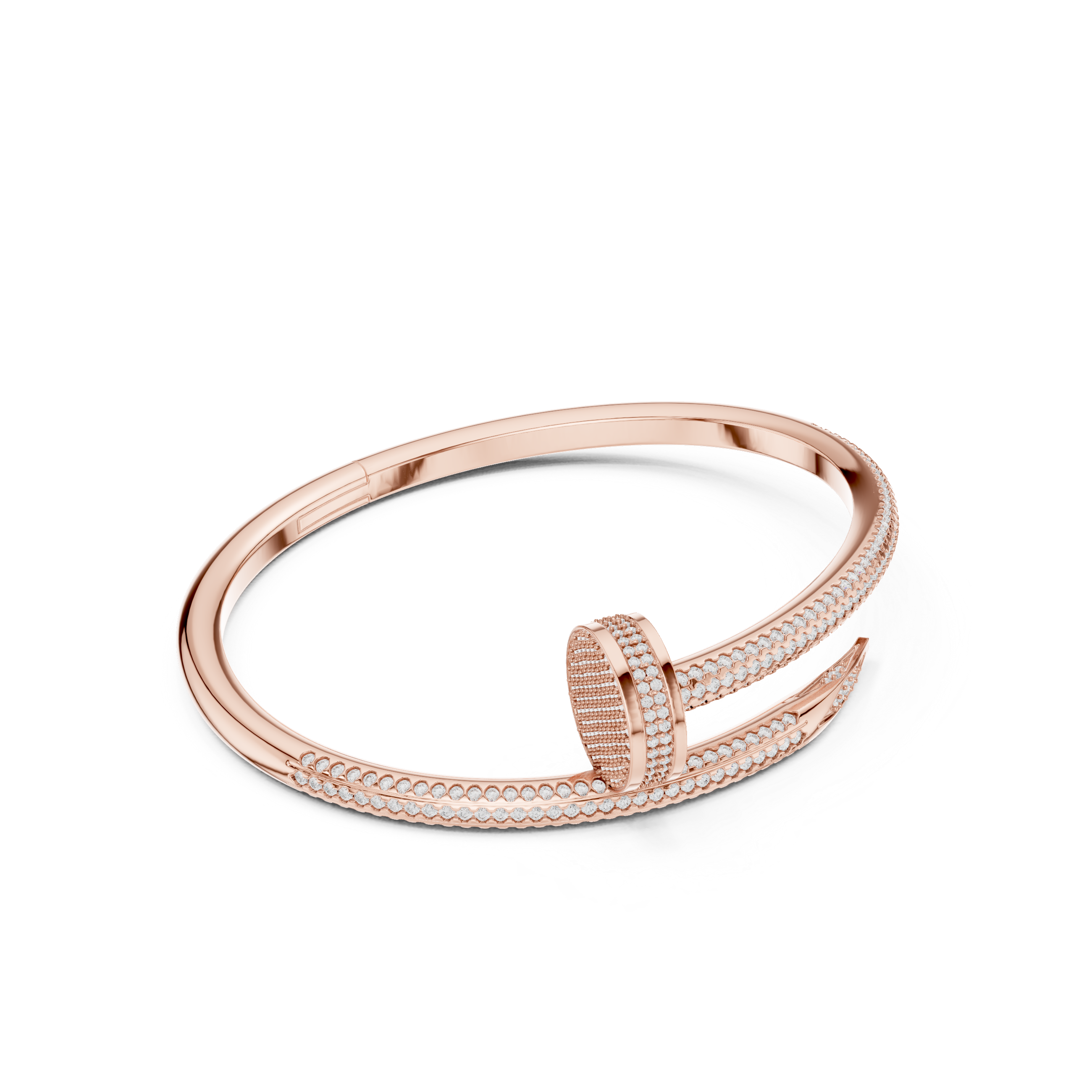 Luxurious Unisex Nail Bangle with Round-Cut VVS Moissanite Diamonds