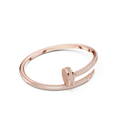 Luxurious Unisex Nail Bangle with Round-Cut VVS Moissanite Diamonds