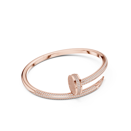 Luxurious Unisex Nail Bangle with Round-Cut VVS Moissanite Diamonds