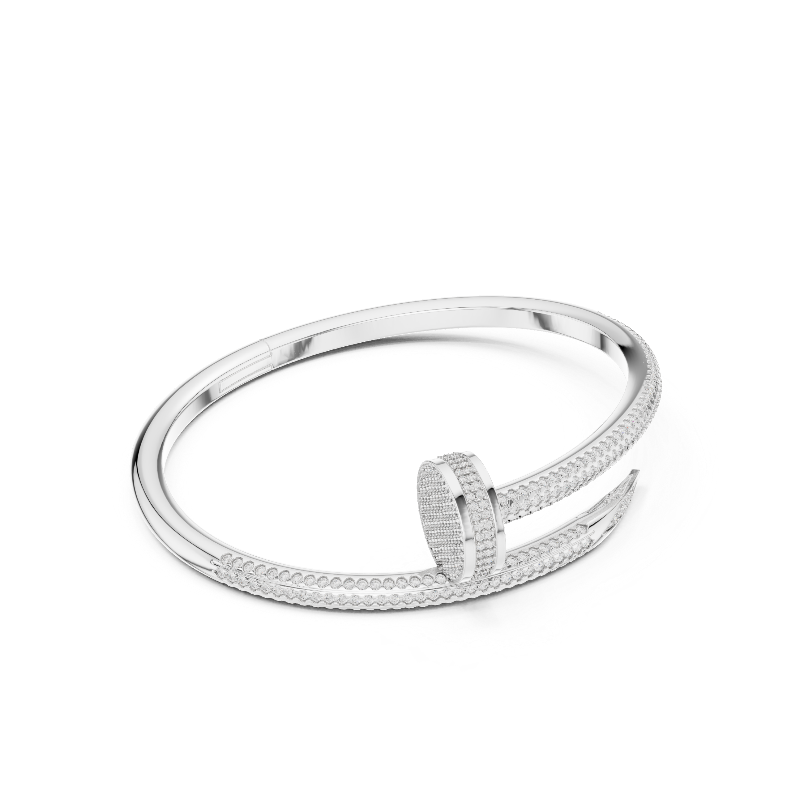 Luxurious Unisex Nail Bangle with Round-Cut VVS Moissanite Diamonds