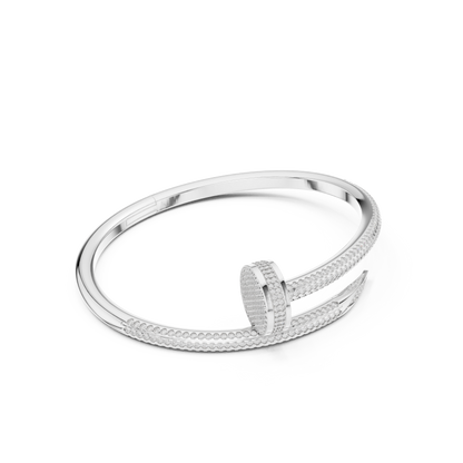 Luxurious Unisex Nail Bangle with Round-Cut VVS Moissanite Diamonds