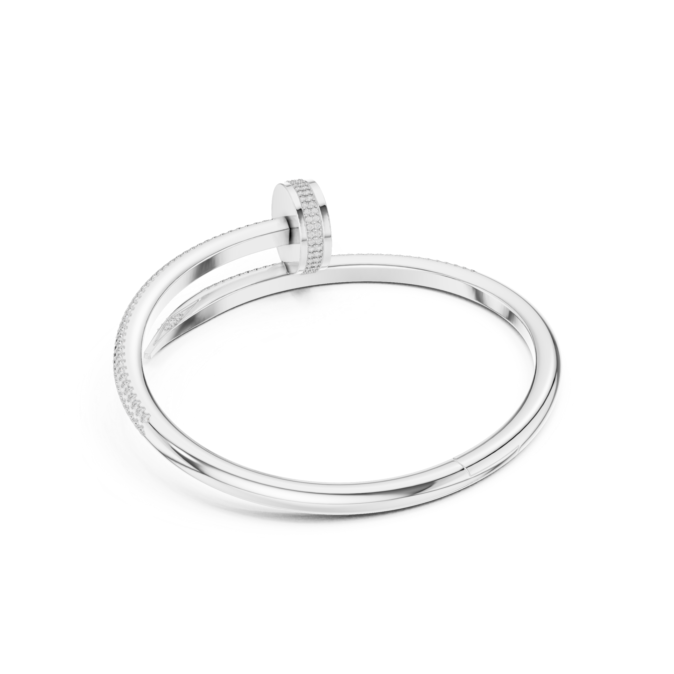 Luxurious Unisex Nail Bangle with Round-Cut VVS Moissanite Diamonds