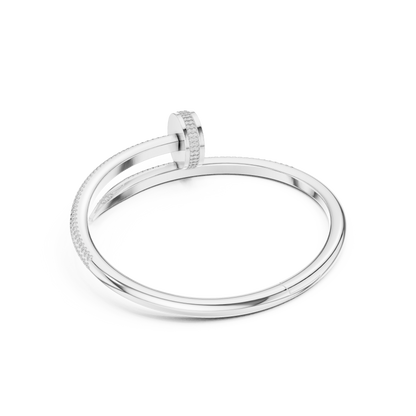 Luxurious Unisex Nail Bangle with Round-Cut VVS Moissanite Diamonds