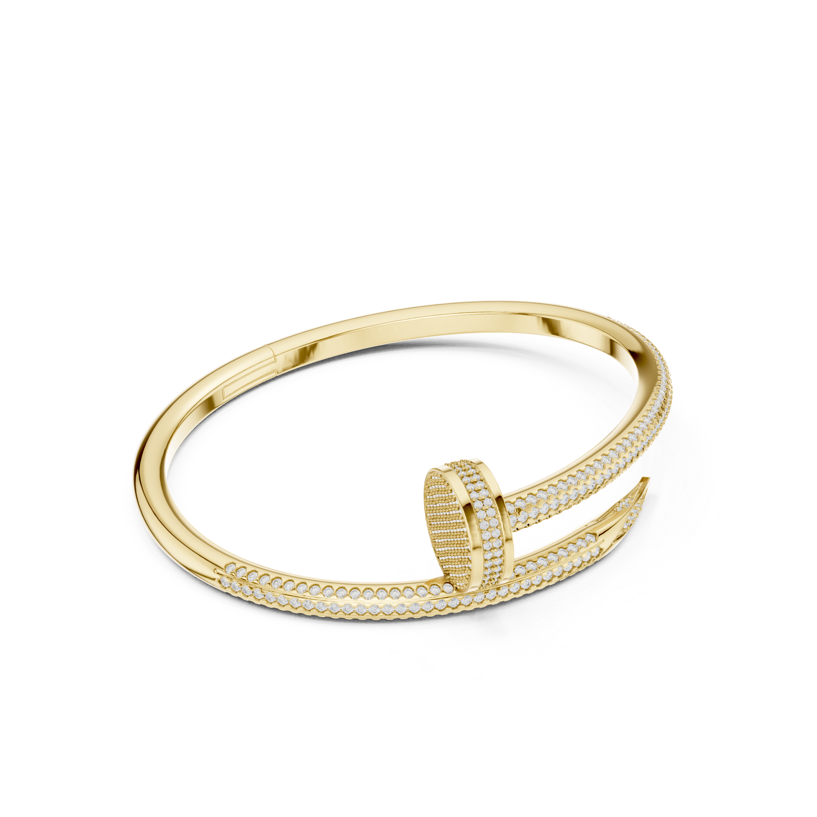 Luxurious Unisex Nail Bangle with Round-Cut VVS Moissanite Diamonds