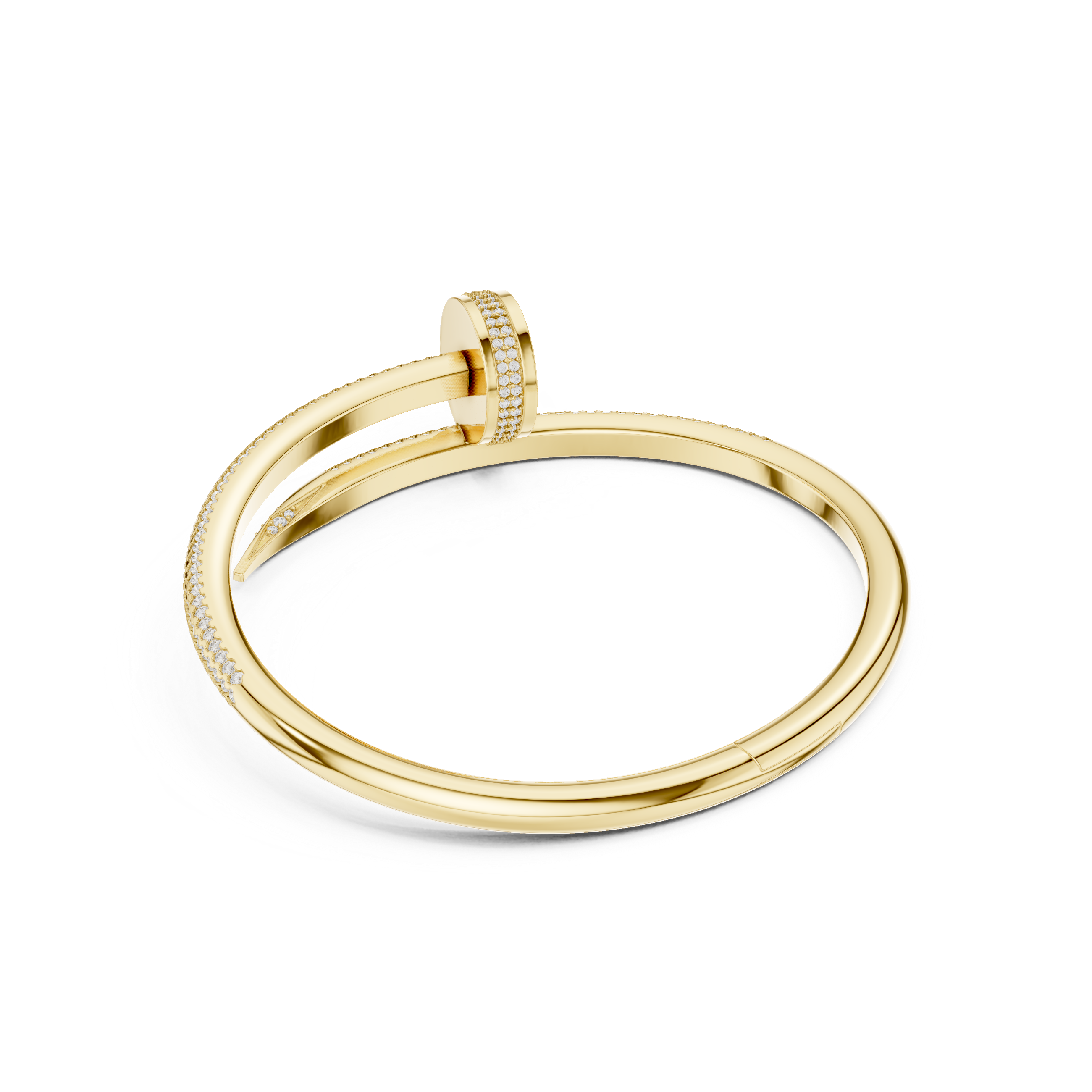 Luxurious Unisex Nail Bangle with Round-Cut VVS Moissanite Diamonds
