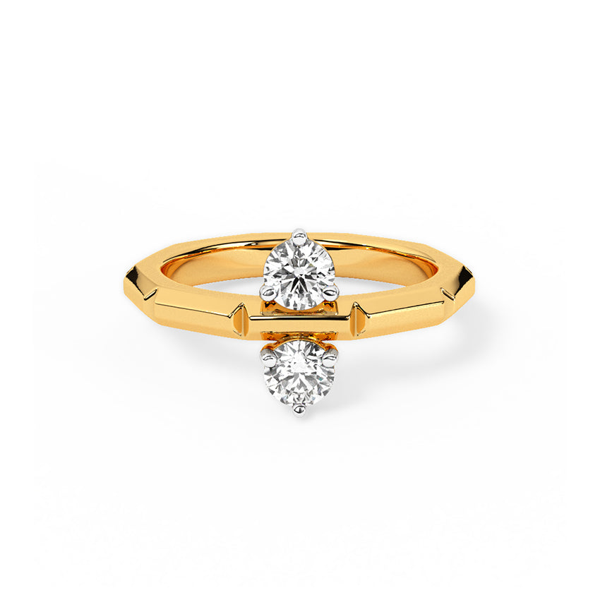 Modern 0.5 CT Round Lab-Grown Diamond Geometric Solitaire Ring