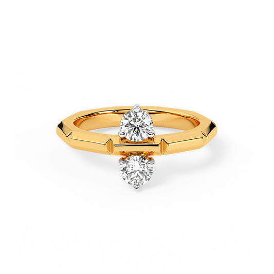 Modern 0.5 CT Round Lab-Grown Diamond Geometric Solitaire Ring