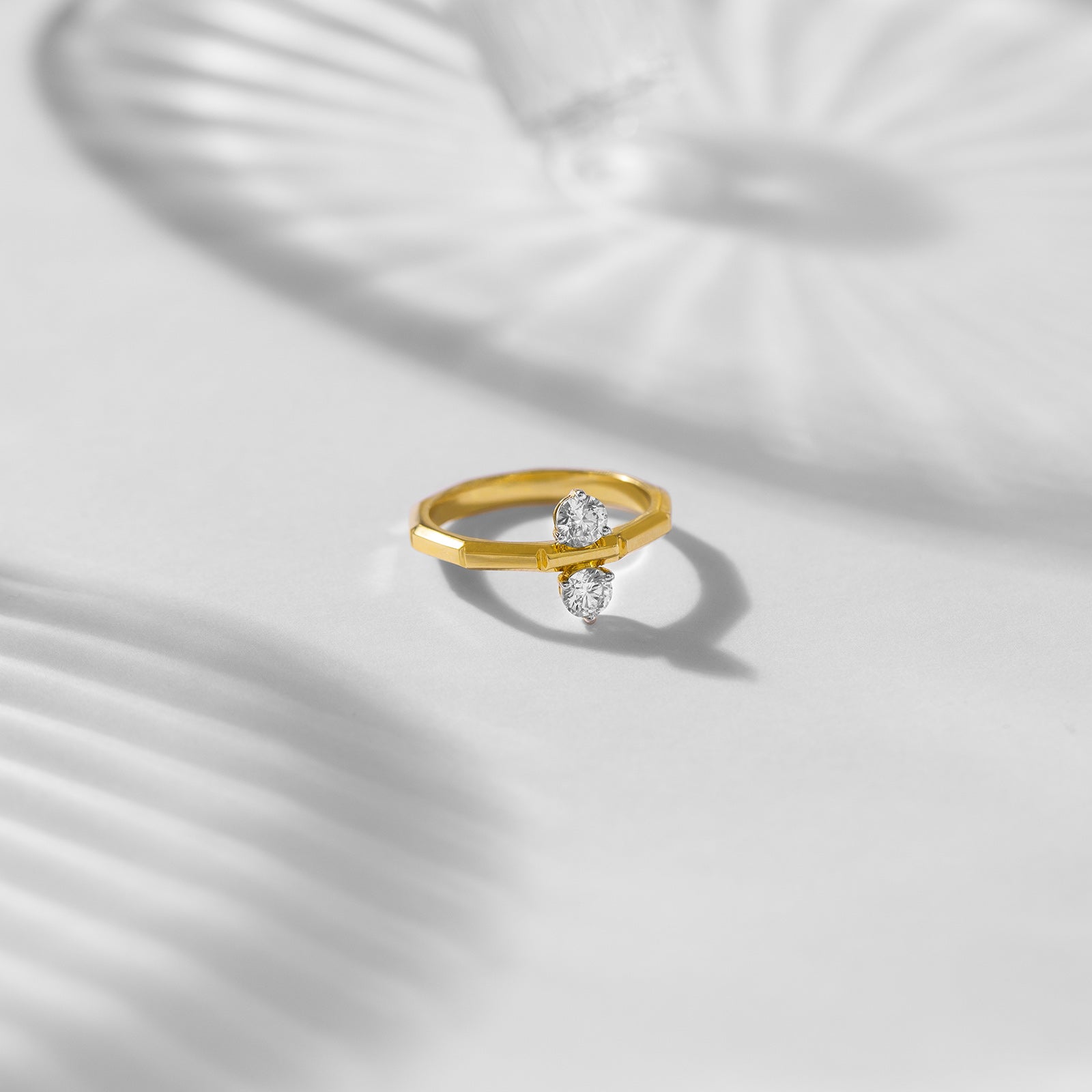 Modern 0.5 CT Round Lab-Grown Diamond Geometric Solitaire Ring