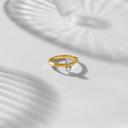 Modern 0.5 CT Round Lab-Grown Diamond Geometric Solitaire Ring
