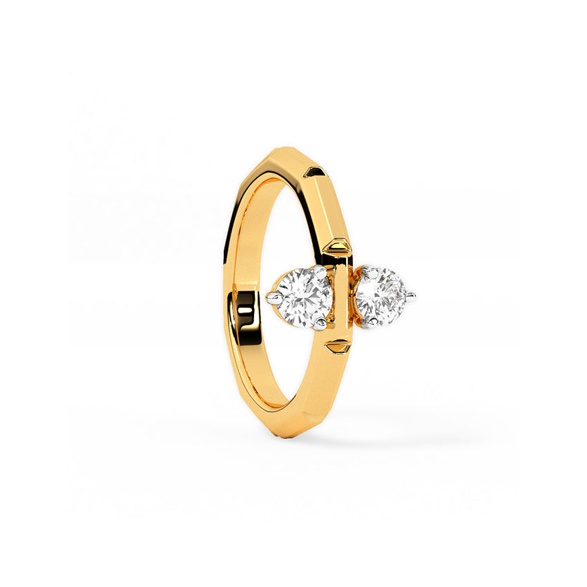 Modern 0.5 CT Round Lab-Grown Diamond Geometric Solitaire Ring