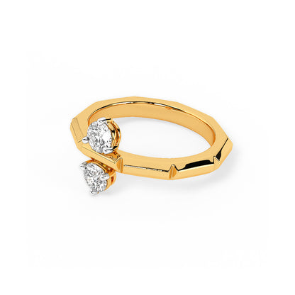 Modern 0.5 CT Round Lab-Grown Diamond Geometric Solitaire Ring